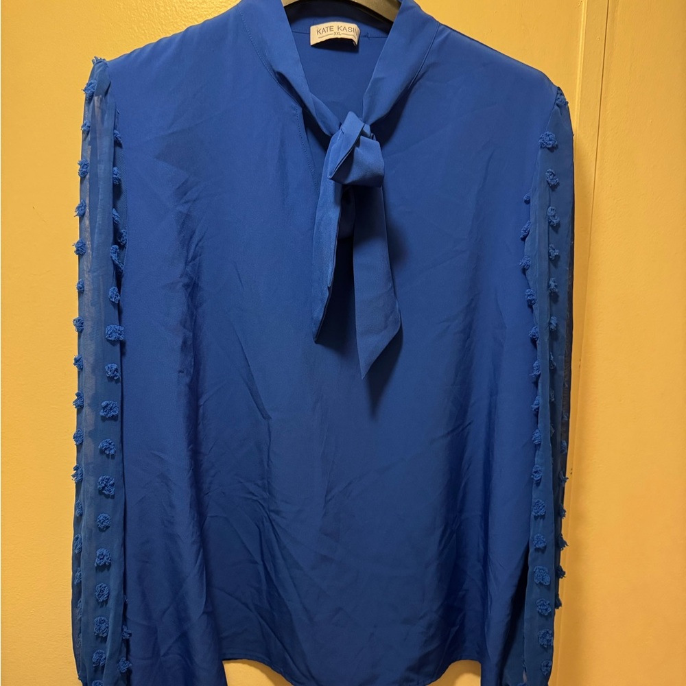 Women's Royal Blue Bow Tie Blouse